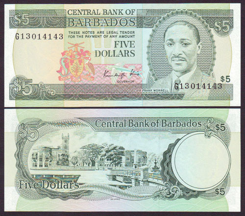 1975 Barbados $5 (Unc) L000966